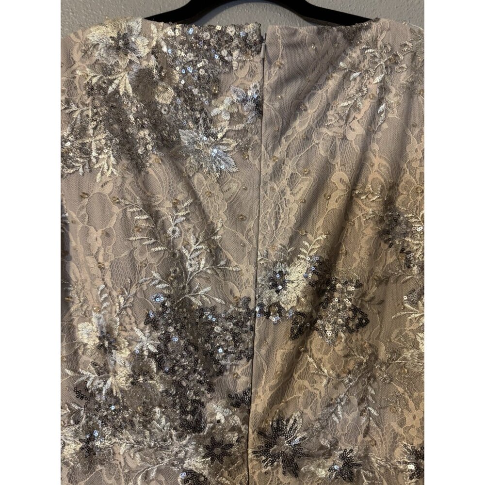 Mac Duggal Taupe 67539 Sequin V-Neck Long Sleeve Formal Gown Dress NEW - Picture 7 of 15